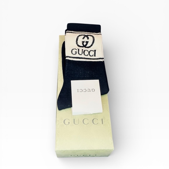 Gucci GG Logo Cotton-Blend Socks in Black and White